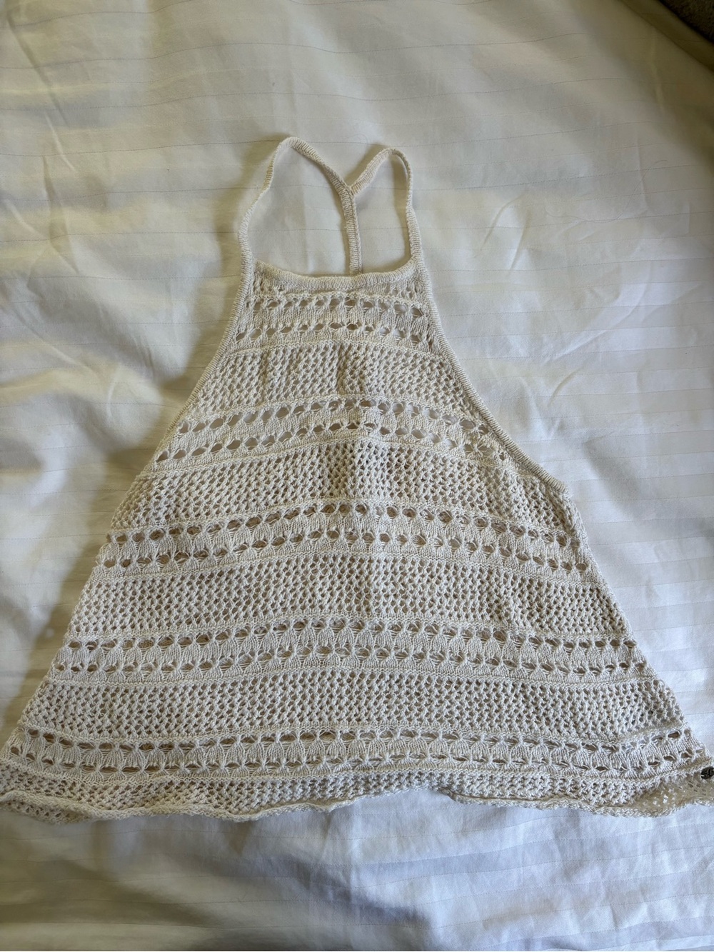 American Eagle Outfitters Crochet Halter Tank Top in Cream